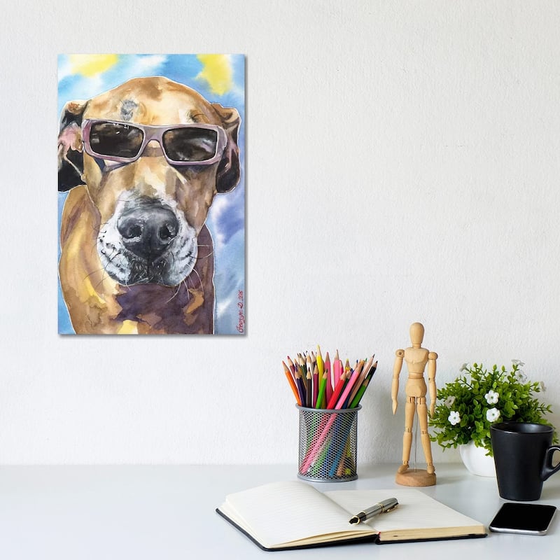 iCanvas "Cool Great Dane" by George Dyachenko Canvas Print - 12x8x0.75