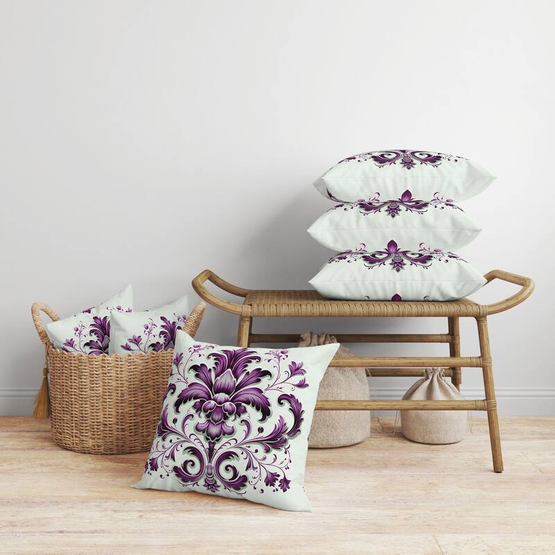 Vintage Veil Faux Suede Reversible Throw Pillow Green and Purple