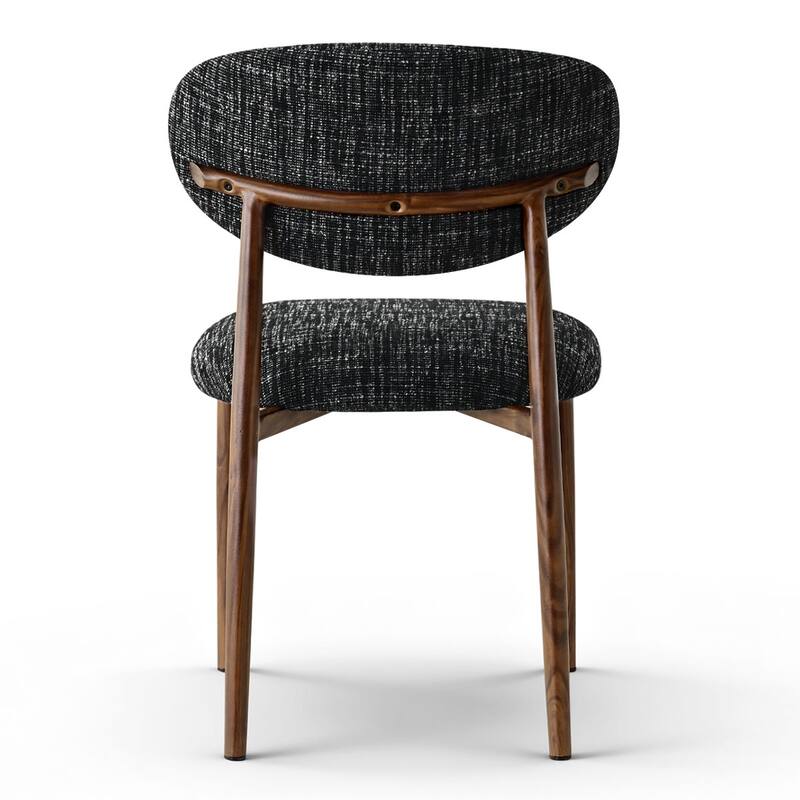 Set of 4 Mid‑Century Upholstered Dining Chairs with Wood‑Grain Metal Legs