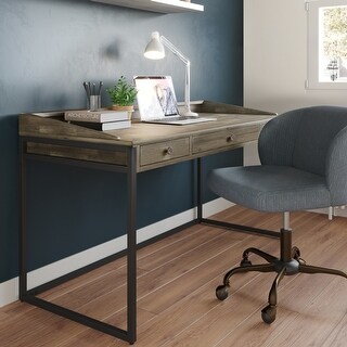 WyndenHall Brinkley SOLID ACACIA WOOD Modern Industrial 60 inch Wide Writing Office Desk (Distressed Grey)