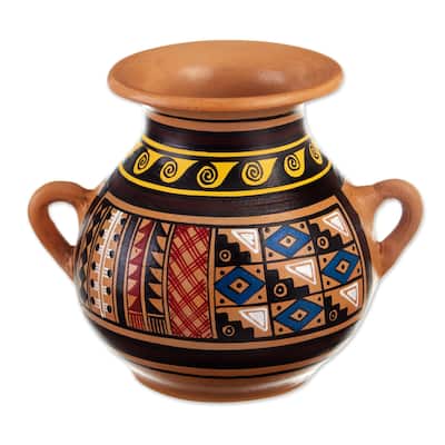 Novica Handmade Inca Majesty Ceramic Decorative Vase