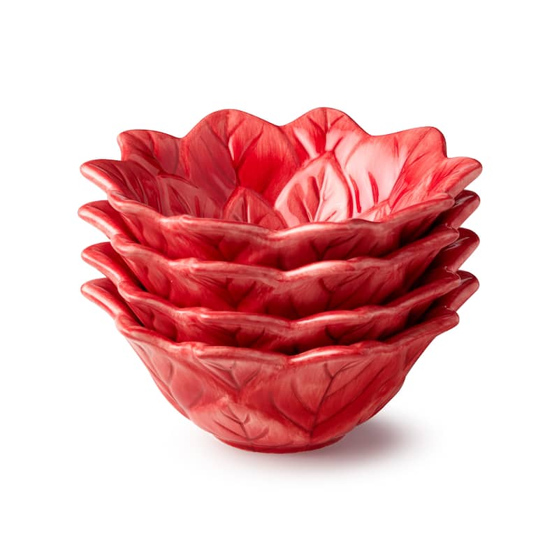 Certifed International Winter Blooms Set of 4 3-D Poinsettia Ice Cream/Dessert Bowls - 5 L x 5 W x 2.75 H