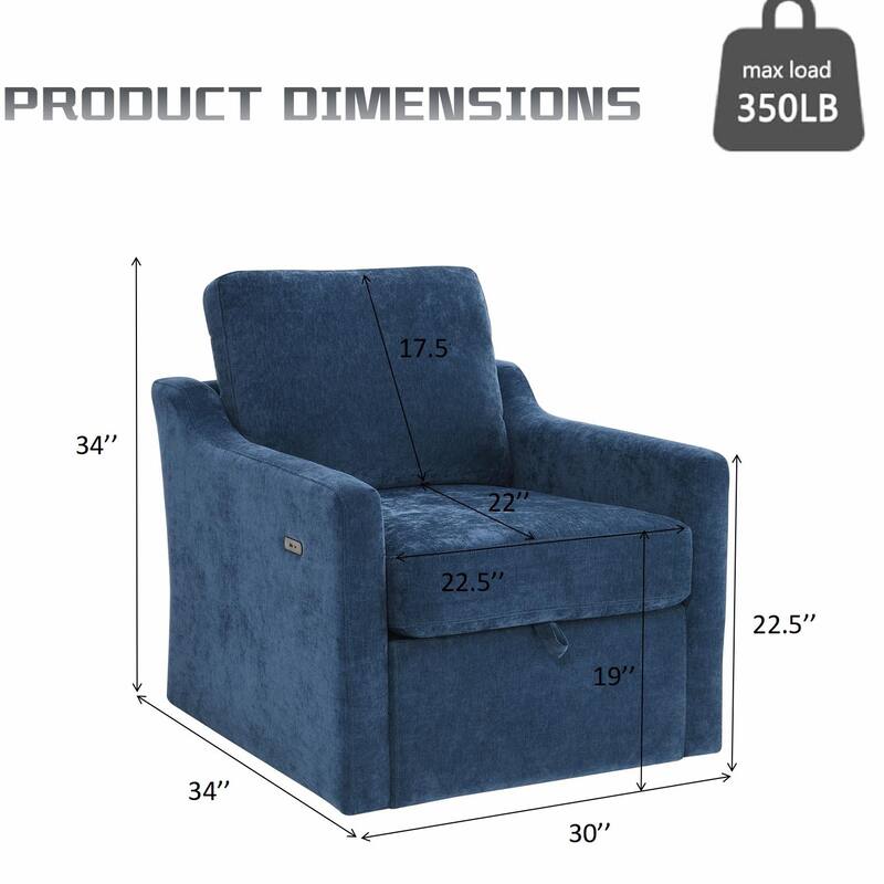 360° Rotating Lounge Chair with Book Pocket