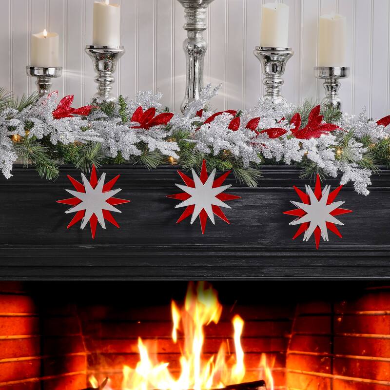 8" Acrylic Mirror Snowflake Ornament Set of 3