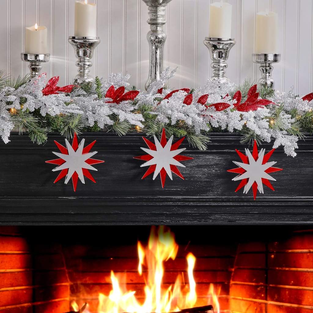 8" Acrylic Mirror Snowflake Ornament Set of 3