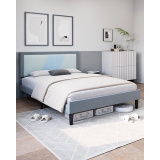 Bed Frame with Adjustable Height Headboard Velvet - Bed Bath