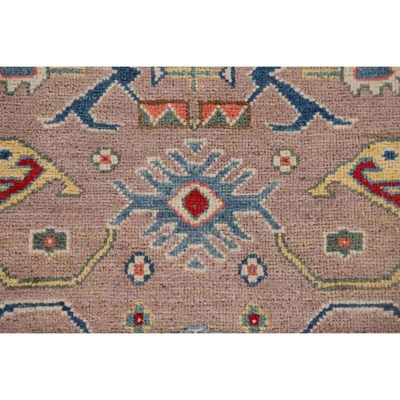 Geometric Kazak Oriental Runner Rug Handmade Red Wool Carpet - 2'7" x 9'7"