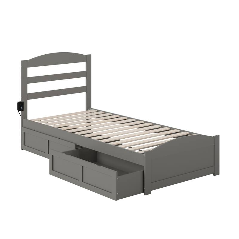 Warren Platform Bed with Footboard and 2 Storage Drawers