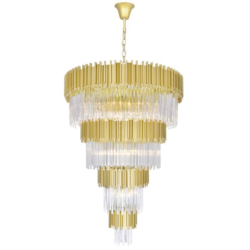 Deco 34 Light Down Chandelier, Medallion Gold Finish - Medallion Gold
