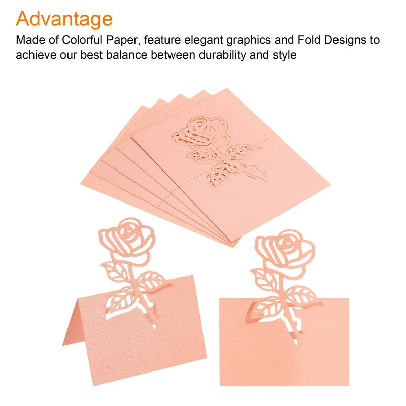 Table Name Place Cards,50Pcs Rose Cut Design Blank Card Pink