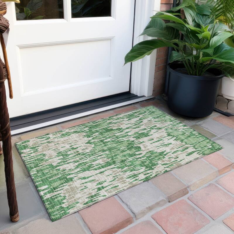 Machine Washable Indoor/ Outdoor Modern Watercolor Chantille Rug