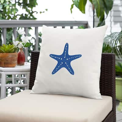 Sorra Home Indoor/Outdoor Sunbrella Canvas Natural Embroidered Pillow