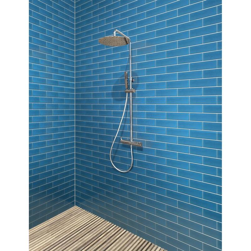 Apollo tile 3" x 12" Colorway Matte Cerulean Blue Glass Tile (5 sq ft/case) - 20 Pack