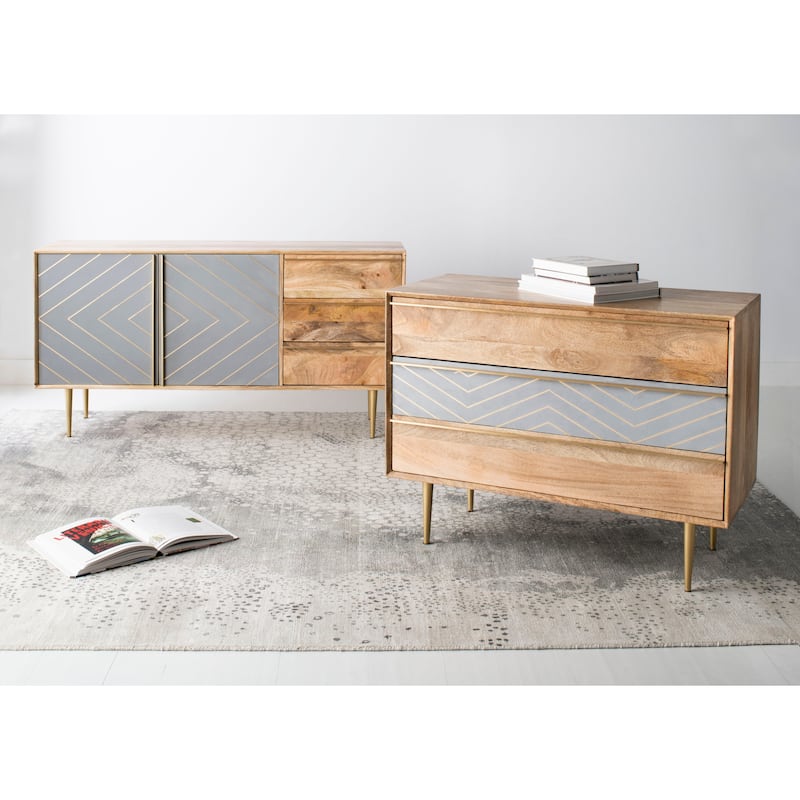 SAFAVIEH Home Titan Inlayed Cement Sideboard - 58"W x 16"D x 30"H