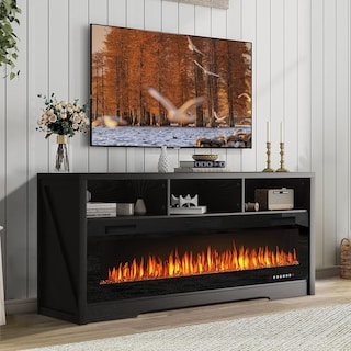 BOSSIN Fireplace 65" TV Stand for TVs Up to 75" TV with 60" Electric Fireplace,Entertainment Center with Open Shelve Storage