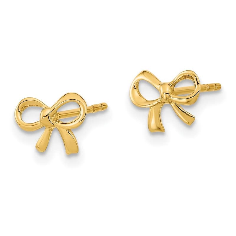 Curata 14k Gold Polished Bow Post Earrings - 6x8.35mm Wide