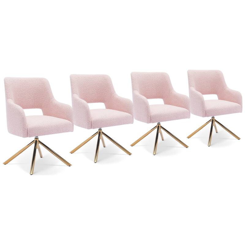 Boucle Polyester Upholstered Swivel Accent Chair - Stain Resistant (Set of 4)