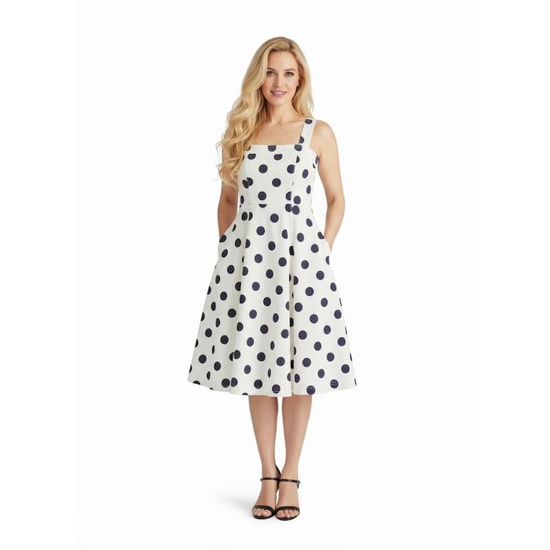 Steve Madden Dolly Polka Dot Cotton Midi Dress