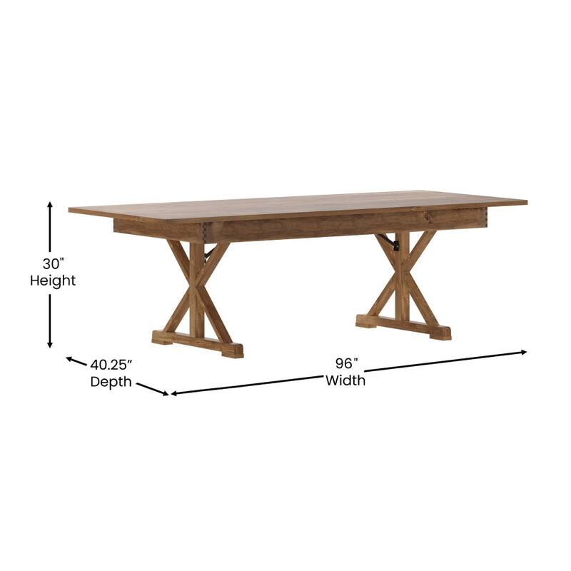 Solid Pine Farm Dining Table with X-Style Legs - 8' x 40"