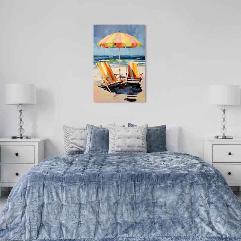 Wynwood Studio Canvas Nautical and Coastal Partners at the Beach Yellow and Nautical & Coastal Wall Art Canvas Print
