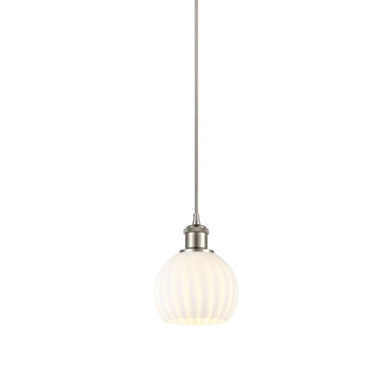 Innovations Lighting 516-1P-8-6 White Venetian Pendant White Venetian - Brushed Satin Nickel