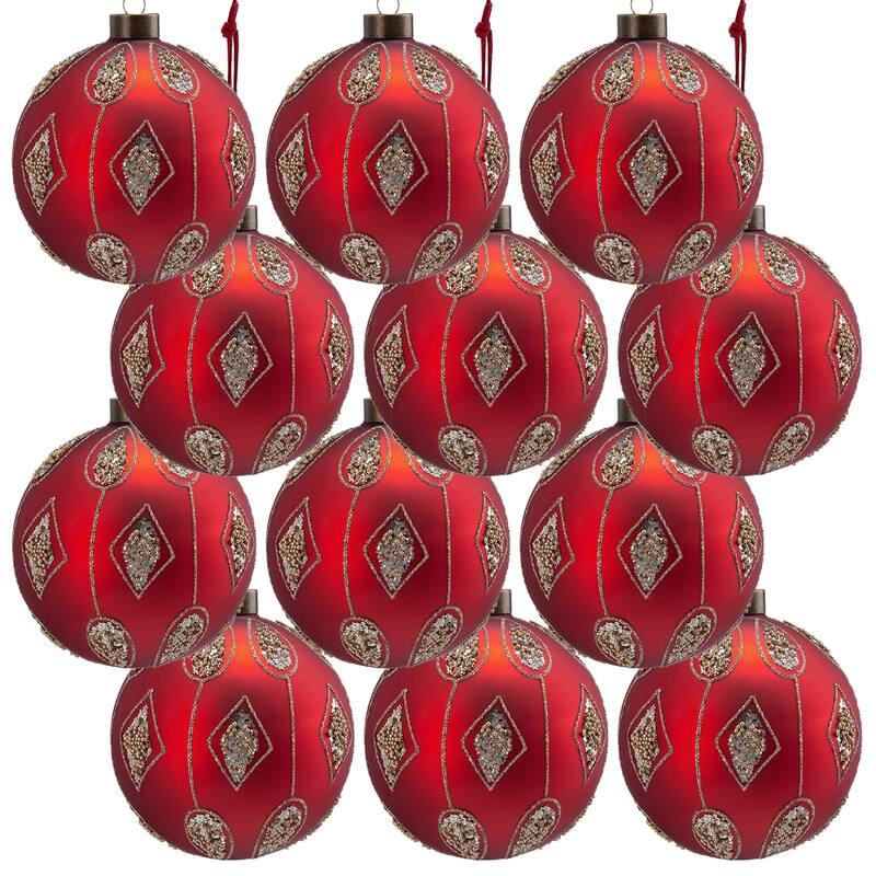 D3" Christmas Ball Ornaments, Glass Decorative Hanging Ball Christmas Tree Ornaments for Holiday, Set of 12