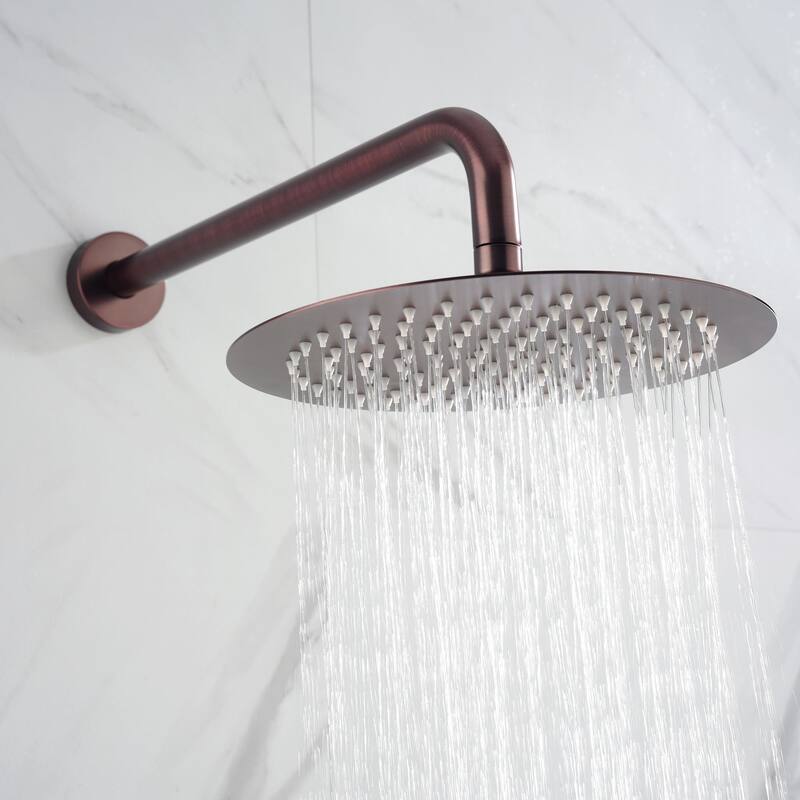 Wall Mounted Shower Faucet With Rough-in Valve Modern Complete Shower System Rainfall 10 Inch Round Shower Head Tirm Kit Set