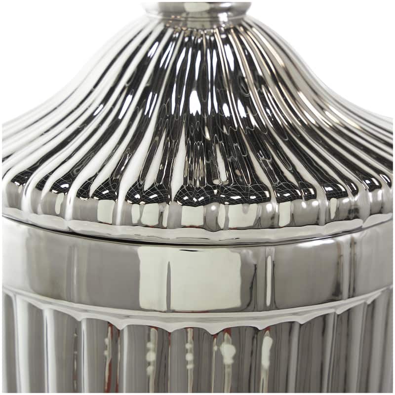 Ceramic Living Room Decorative Jars with Grooves and Lid - Gold, Silver, Black, White - Roche River Decor