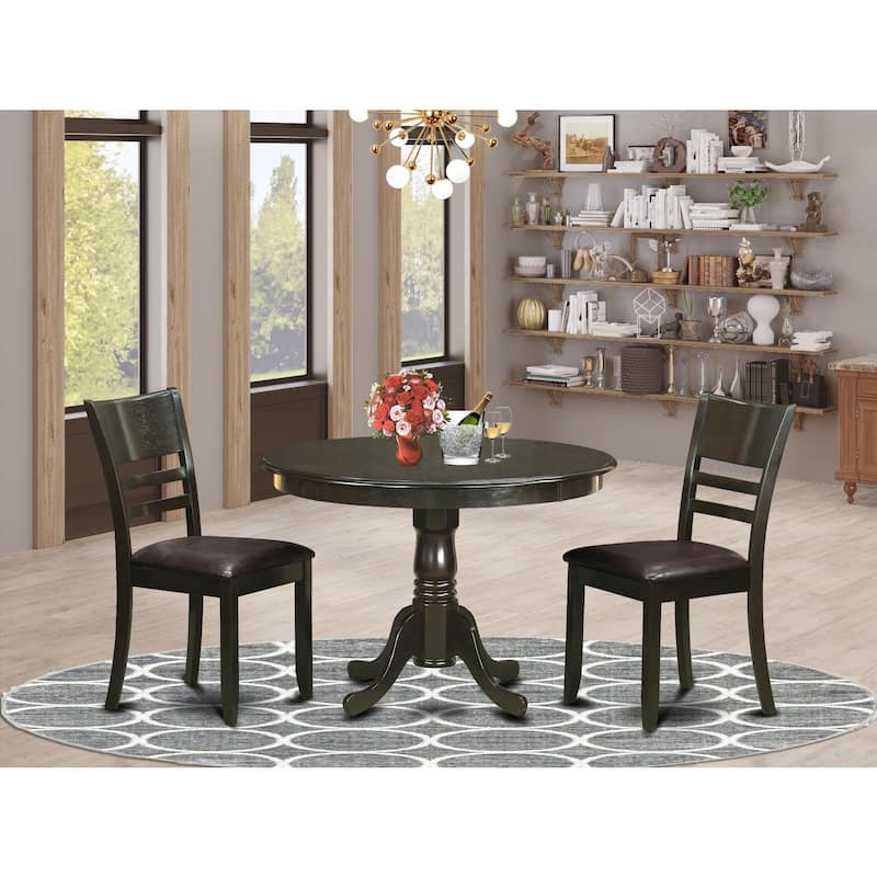Round Dining Table Set - Dinette Chairs, Kitchen Table, Small Table, Cappuccino Finish, Old World Charm