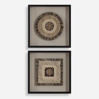 Uttermost Intertwine Knit Paper Shadow Box, Set of 2 - 23.625"H x23.625"W x 2"D