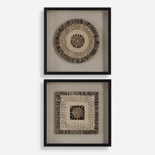 Uttermost Intertwine Knit Paper Shadow Box, Set of 2 - 23.625"H x23.625"W x 2"D