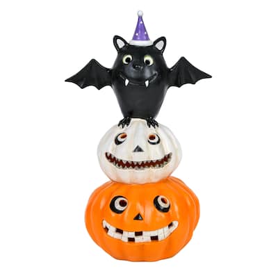 National Tree Company 22 in. Pre-Lit Bat Standing on Pumpkins