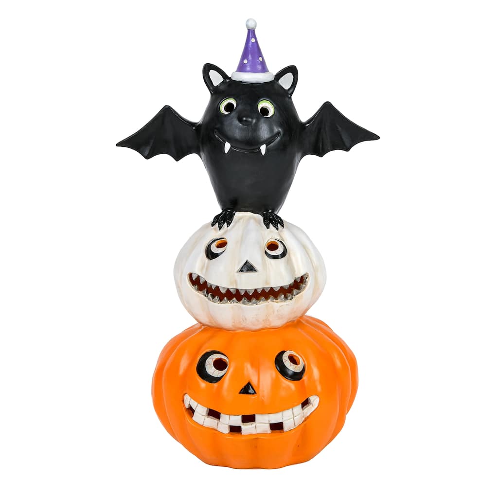 National Tree Company 22 in. Pre-Lit Bat Standing on Pumpkins
