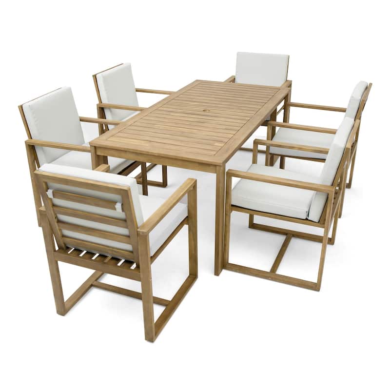 7-Pieces Patio Dining Set with Removable Cushions and 6 Chairs