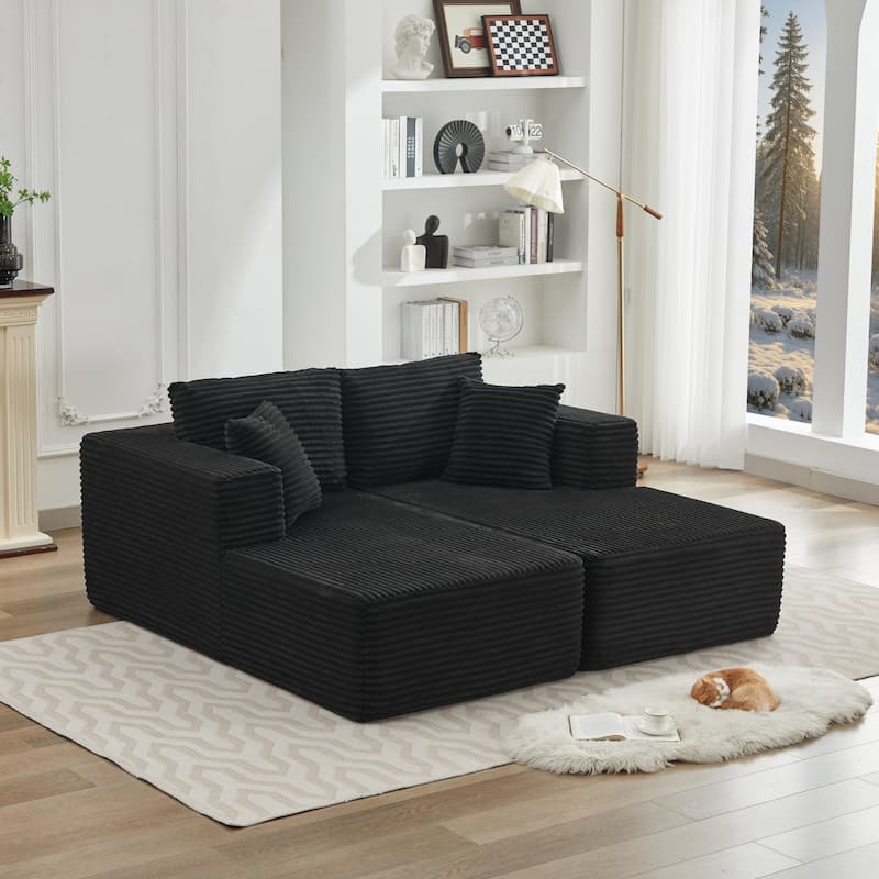 106" Cloud Sectional Couch Double Chaise Lounges,Deep Seat Modern Modular Sofa For Living Room,No Assembly Required