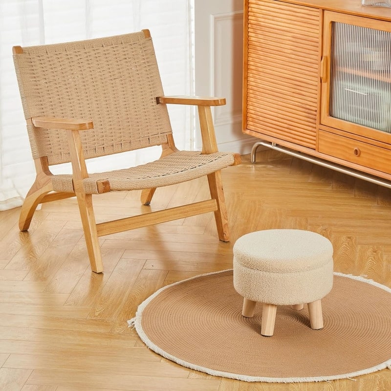 Storage Ottoman Modern Round Footrest