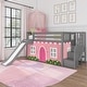 preview thumbnail 12 of 20, Max and Lily Classic Low Bunk with Stairs, Easy Slide and Curtain Grey