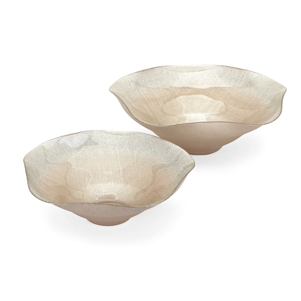 Imax Home 83918 2 Zinnia Glass Decorative Bowls Set Of 2 Beige Overstock 27547162