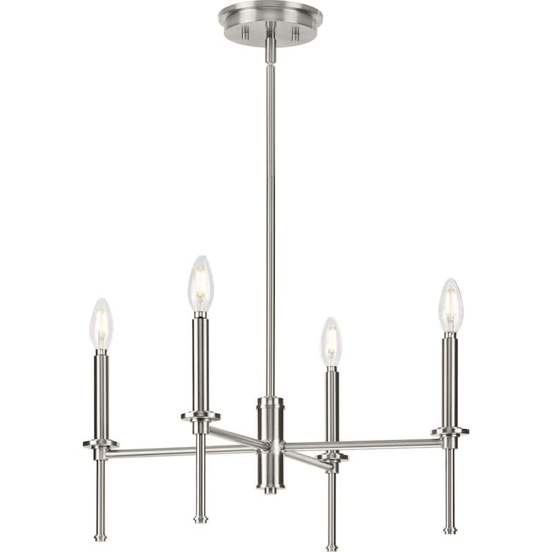 Elara Collection Four-Light New Traditional Brushed Nickel Chandelier Light - 22.87 in x 22.87 in x 10.37 in