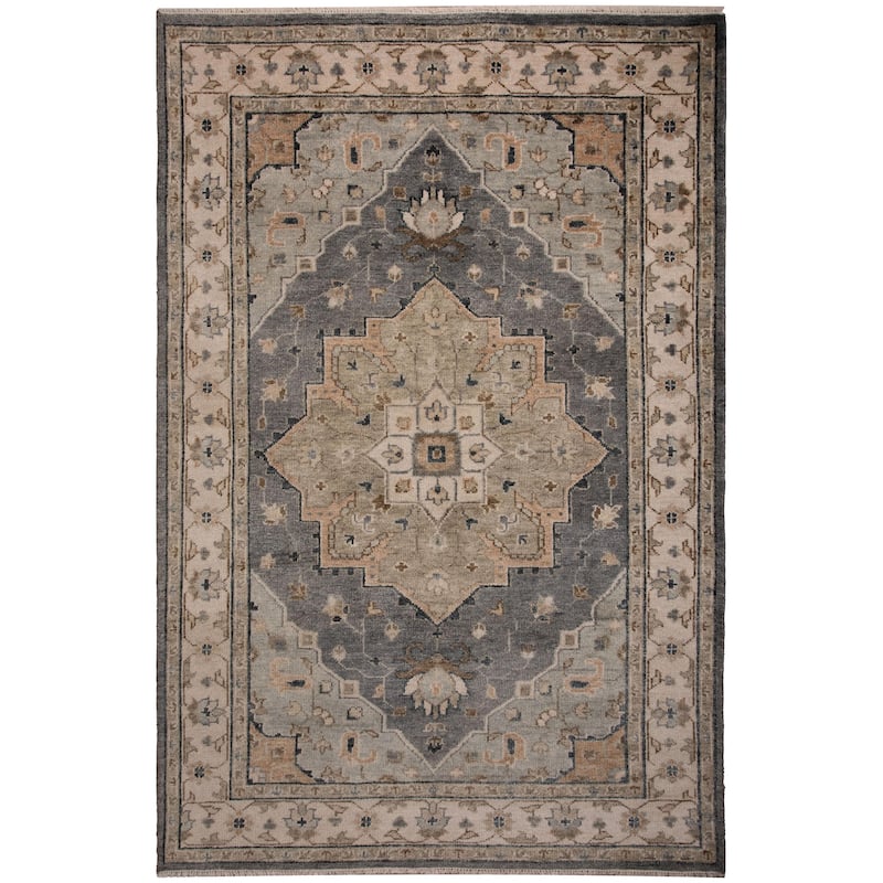 Alora Decor Lush Medallion Hand Knotted Wool Area Rug - Gray - 6' x 9'