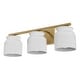 preview thumbnail 7 of 5, Hunter + Jasmine Roth Harlowe Luxe Gold Cased White Glass 3-Light Bathroom Vanity Wall Light - Transitional - Damp Rated