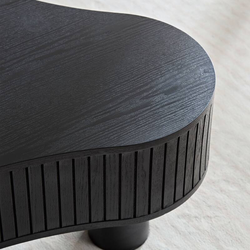 42.52 Inch Modern Wooden Handcraft Drum Coffee Table Irregular Shaped Coffee Table,Small Coffee Table with Sturdy Pedestal