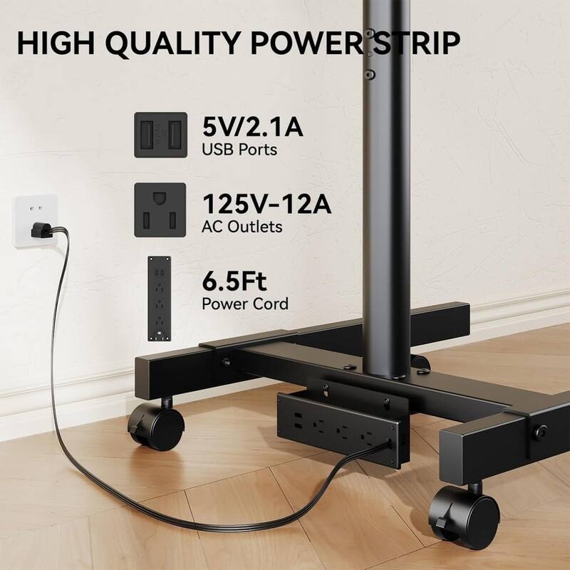 Mobile TV Stand with Power Outlet