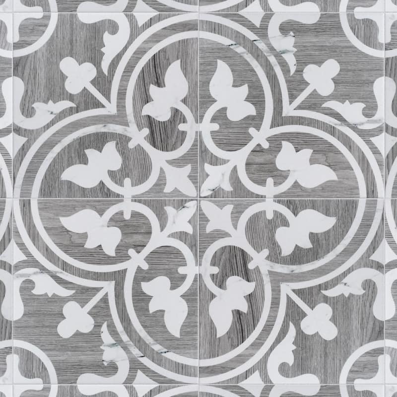 Merola Tile Llama Arte Loire Verso Silver Smoke 9-3/4" x 9-3/4" Porcelain Floor and Wall Tile