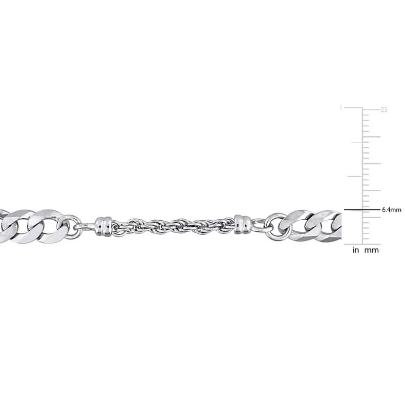 Miadora 2.5mm Rope 6mm Curb Link Chain Bracelet Sterling Silver-7.5 in