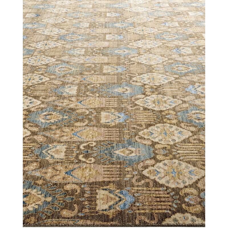 Ikat One-of-a-Kind Hand-Knotted Area Rug - Brown, 9' 0" x 12' 0" - 9' 0" x 12' 0"