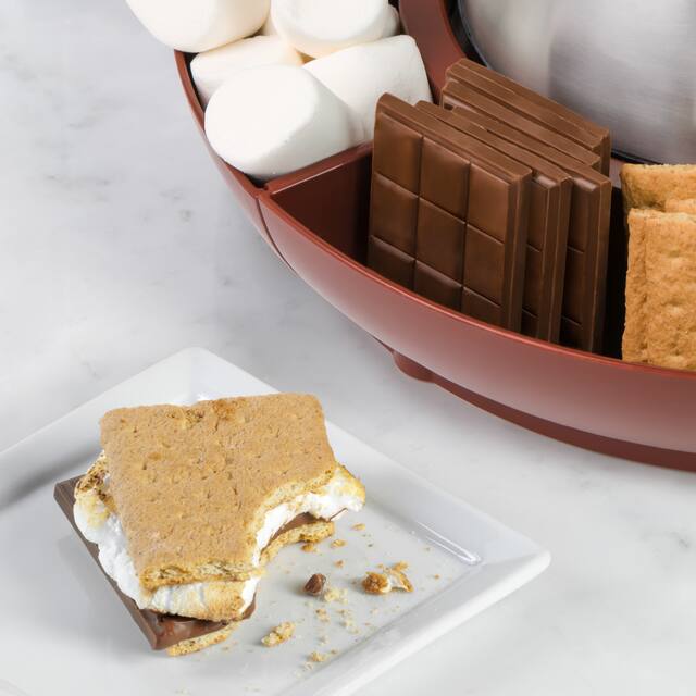 Nostalgia Indoor Electric Stainless Steel S'mores Maker with 4 Lazy Susan Compartment Trays - 4 Trays - 4 Trays