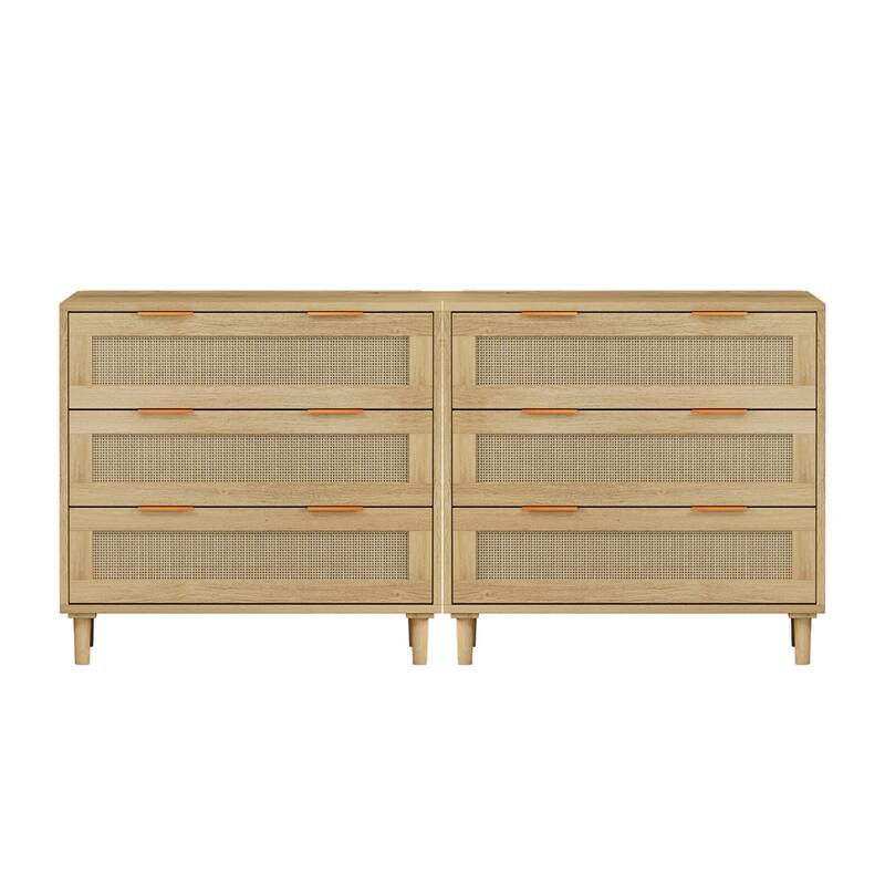 Rattan Storage Cabinet with 6 Drawers and Legs