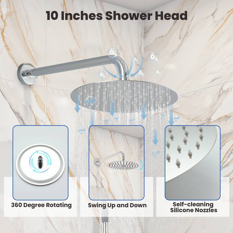 2-Spray 10-in Wall Mounted Fixed and Handheld Shower Head Set