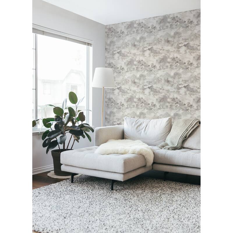 Scott Living Nara Grey Grey Toile Wallpaper